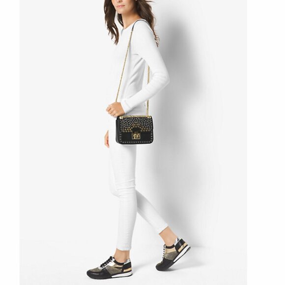 MICHAEL KORS Sloan Editor Medium Jenkins Stud Leather Chain Strap Bag - Picture 15 of 15